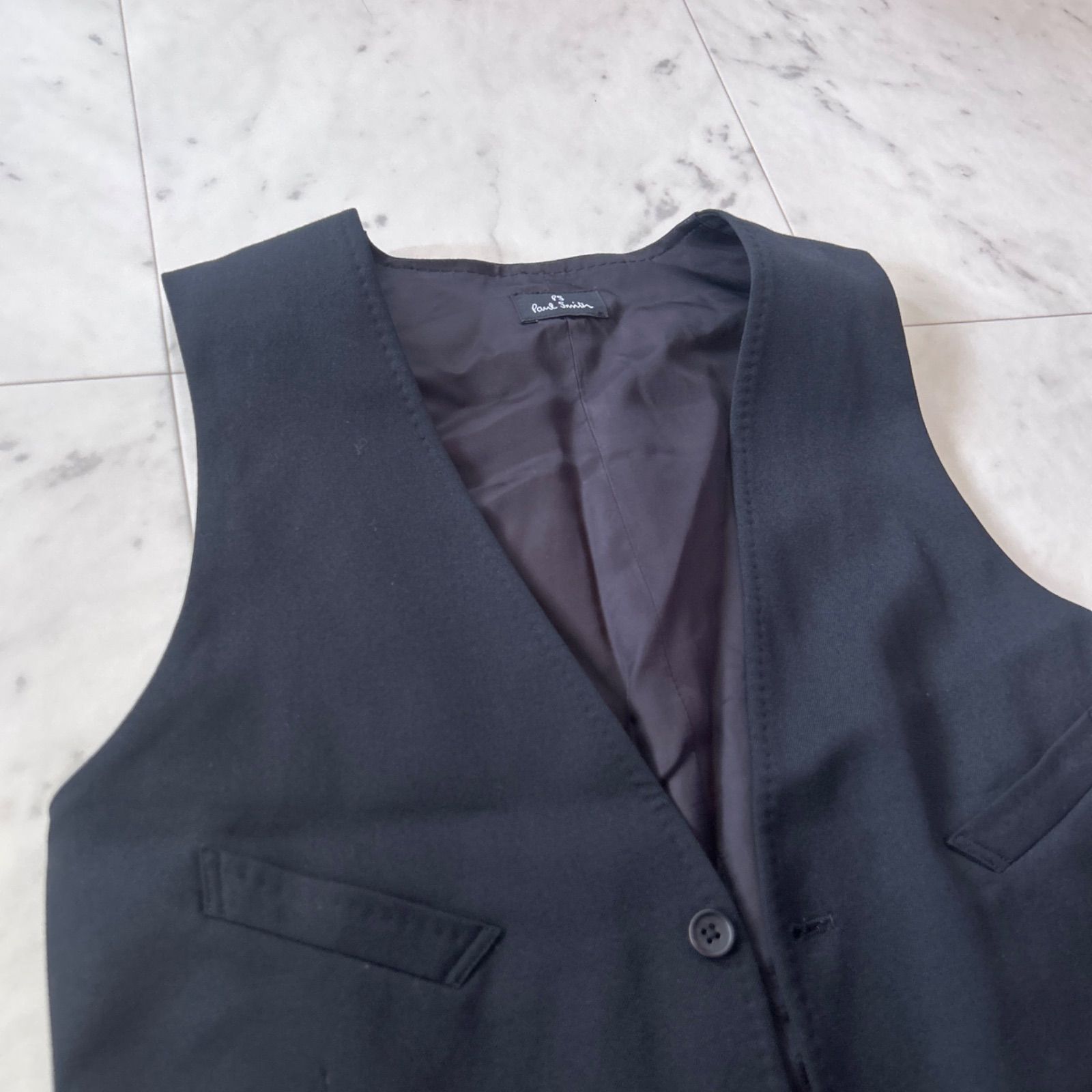美品 Paul Smith ベスト 黒 Lサイズ ウール混 日本製 メンズ