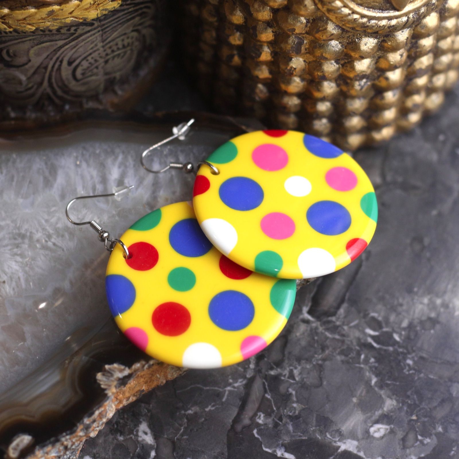 USA VINTAGE COLORFUL DOT SWING DESIGN EARRING/アメリカ古着