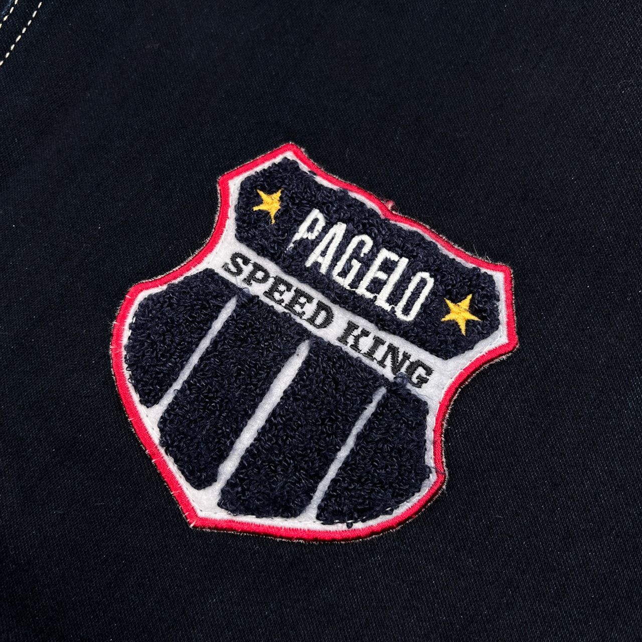 PAGERO パジェロ ワッペン付き デニム切替 スタジャン ジャケット 