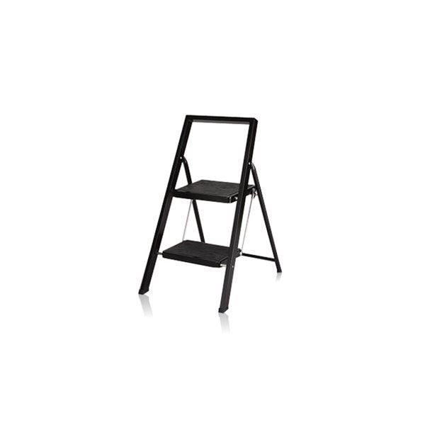 ステップ 脚立 2段 約幅430×奥行565×高さ680mm ブラック スチール コンパクト 折りたたみ式 I step 完成品 高い所 掃除 片付け