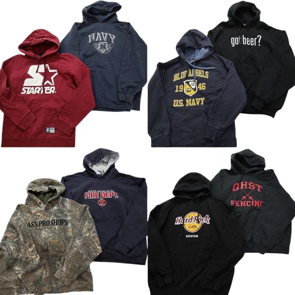 古着卸 まとめ売り カラー スウェット 8枚セット (メンズ 2XL ) ミリタリー NAVY 企業 ハードロックカフェ リアルツリー 中古 古着 MY0198
