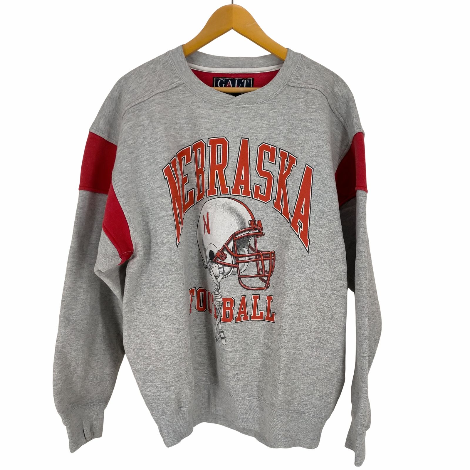 ユーズドフルギ USED古着 {{GALTSAND}}NEBRASKA カレッジロゴ アーム切替スウェットトレーナー メンズ import：L 