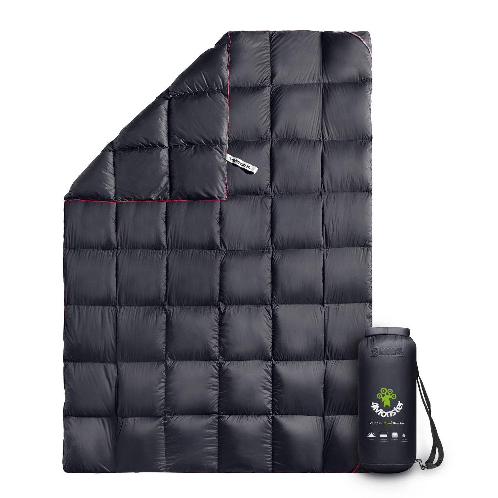 新着商品 春秋冬使用でき 収納袋付き Grid-Black-S 柔らかい 暖かい 掛け布団 肩掛け ひざ掛け コンパクト 防風 防水 軽量 旅行 キャンプ アウトドア 防寒 マルチブランケット ブランケット ダウン 4Monster