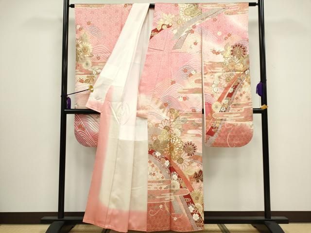 平和屋着物○豪華振袖 駒刺繍 舞花文 金彩 正絹 逸品 CAAV6618vf