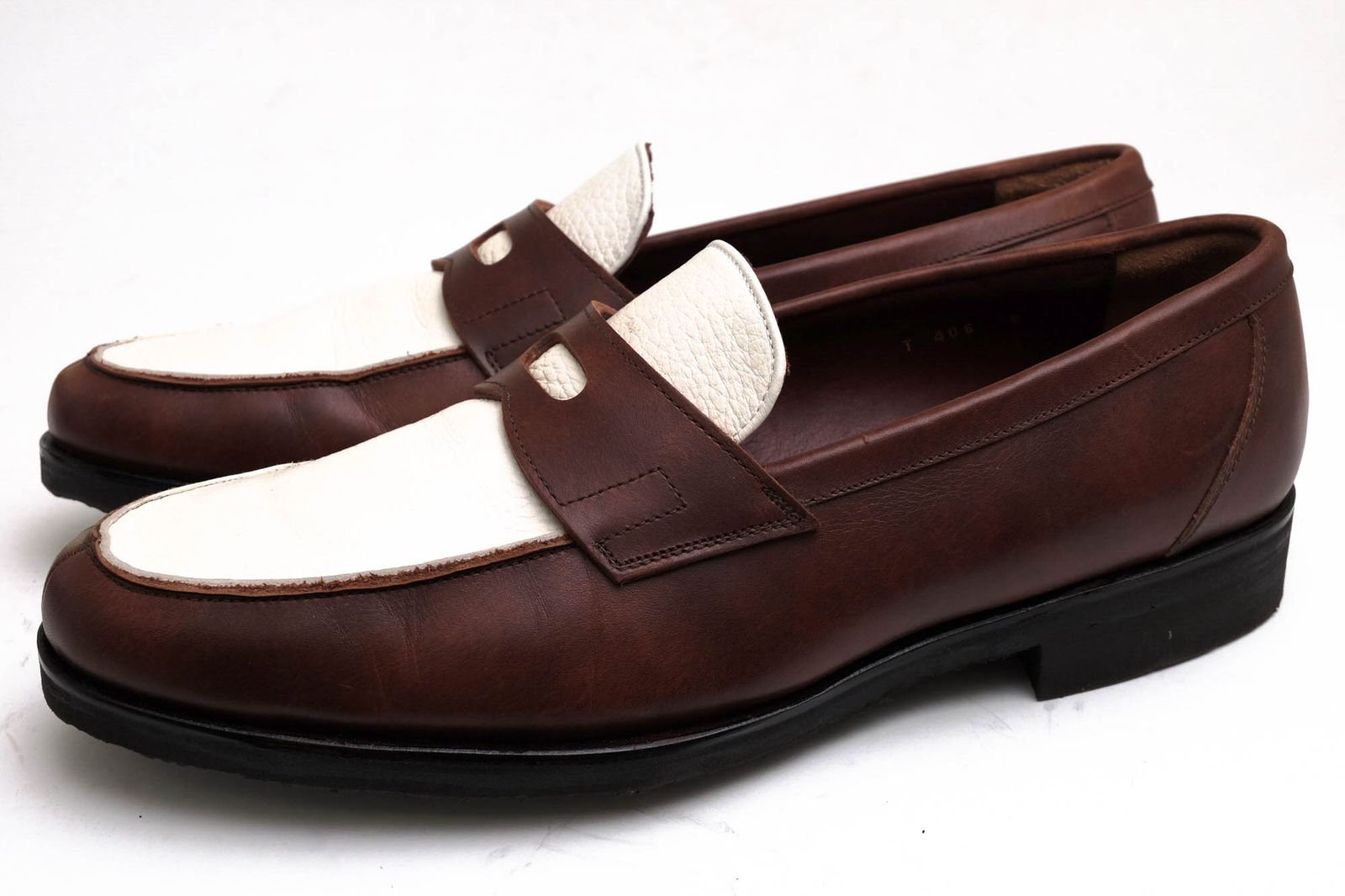 ユニオン・ロイヤル／Union  コインローファー ペニーローファー シューズ 靴 メンズ 男性 男性用レザー 革 本革 ブラウン 茶 T406 ビブラム社クレープ モルフレックスソール スリッポン バイカラー Vibramソール