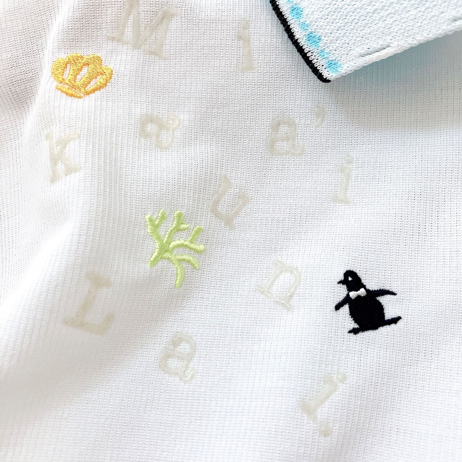 Munsingwear  マンシングウェア 長袖　ポロシャツ　ゴルフウェア　トップス　XL LL 白　ホワイト　袖下　メッシュ　ペンギン　刺繍　大きいサイズ　レディース