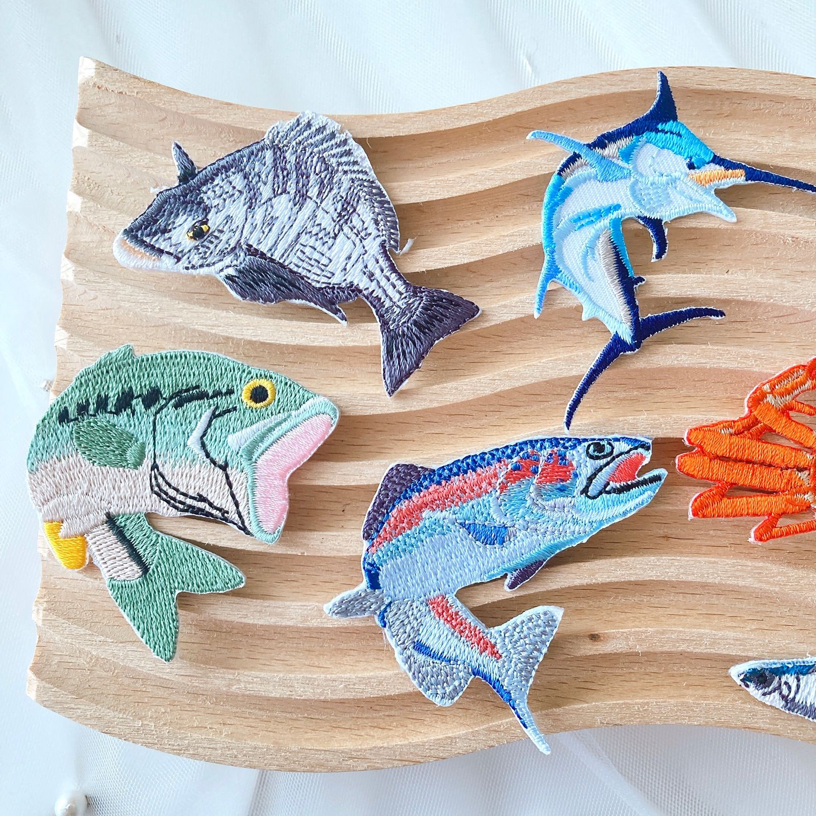 大人気❣️魚釣り好きさん【16点】アイロン刺繍ワッペン ルアー リール