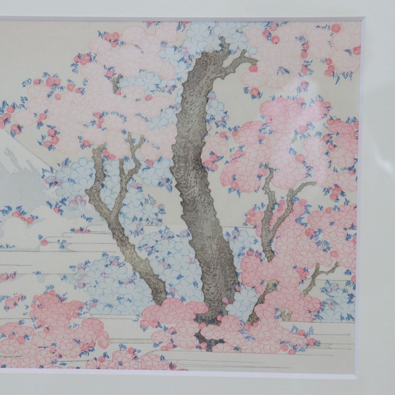 棟方志功作 波乗菩薩の柵 色紙 版画 板画 複製 額装（棟方志功作