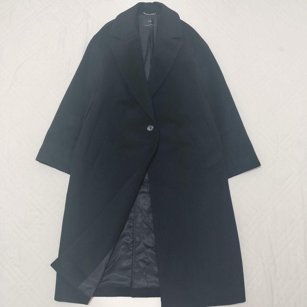23区 ウールカシミヤ ビーバーチェスターコート ロング丈 羊毛 カシミヤ混 黒 36 S M