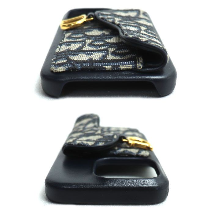 Christian Dior クリスチャンディオール オブリーク サドル iPhone15Pro iPhoneケース ベージュ×ネイビー レディース WWW_OPDRERGINERDOGAN_COM