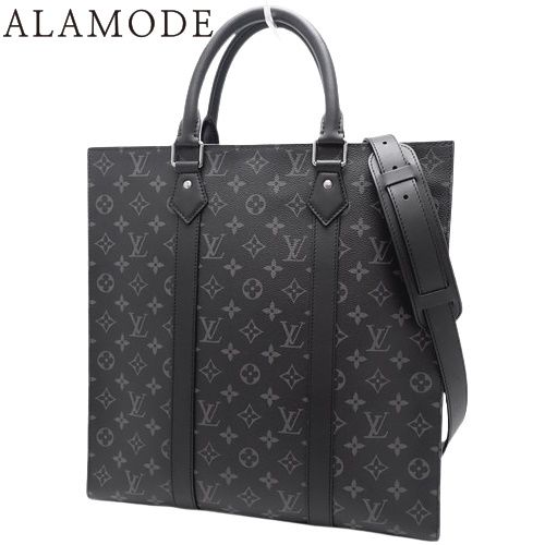 LOUIS VUITTON ルイ ヴィトン モノグラム エクリプス サックプラ ホリゾンタル トートバッグ ハンドバッグ ビジネスバッグ ショルダー 肩掛け ブラック黒 グレー シルバー金具 M46452 メンズ 40802136011 アラモード