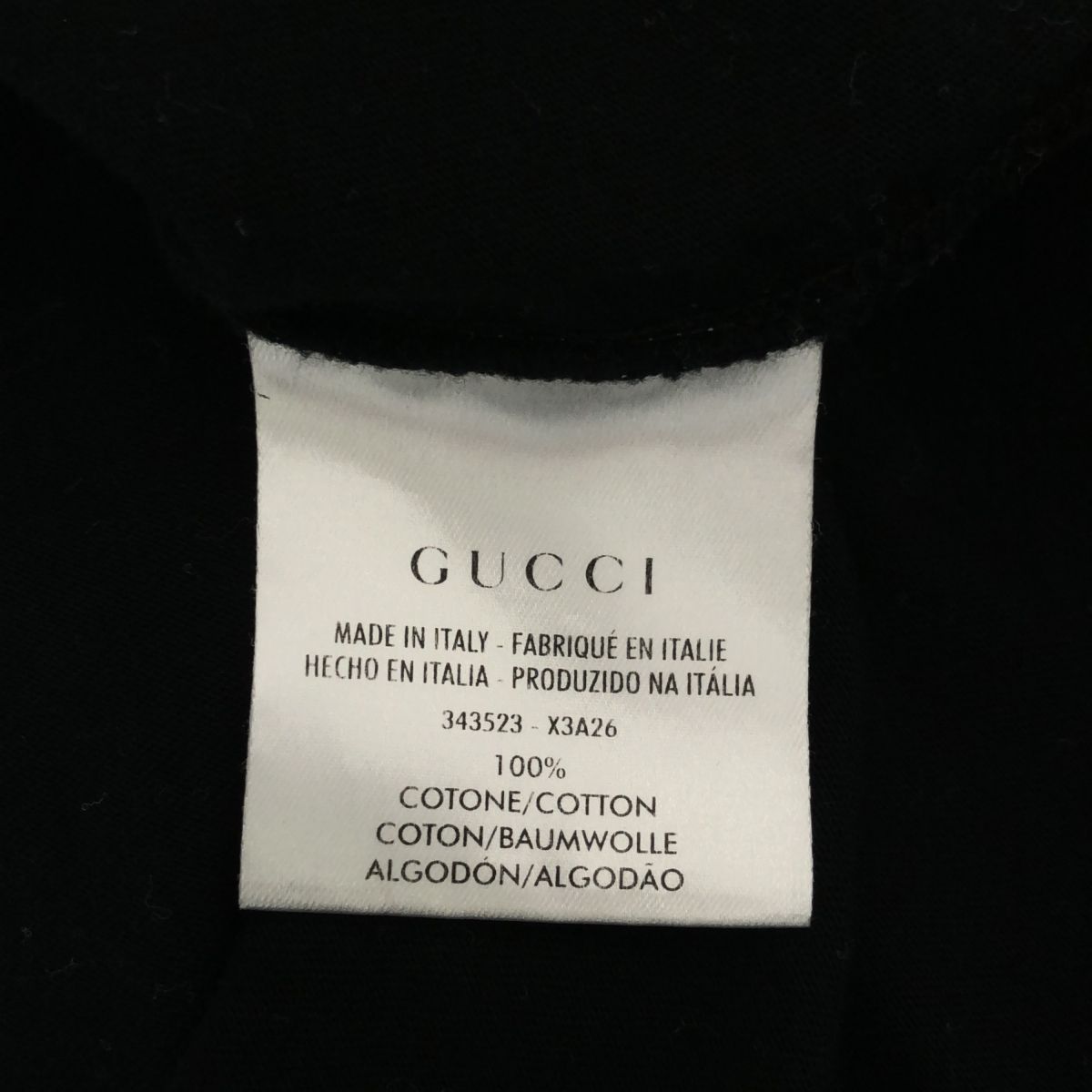 GUCCI グッチ 無地Tee 半袖Tシャツ ブラック 黒 サイドライン 