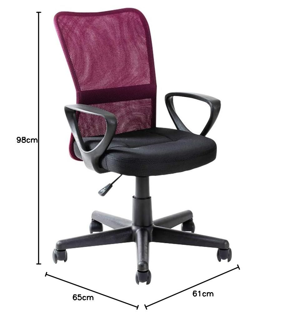 リニューアルでより頑丈に アイリスプラザ オフィスチェア 椅子 イス 肘つき メッシュ 通気性 クッション性 腰サポートバー 無段階昇降 360度回転 デスクチェア コンパクト OFC-M ボルドー