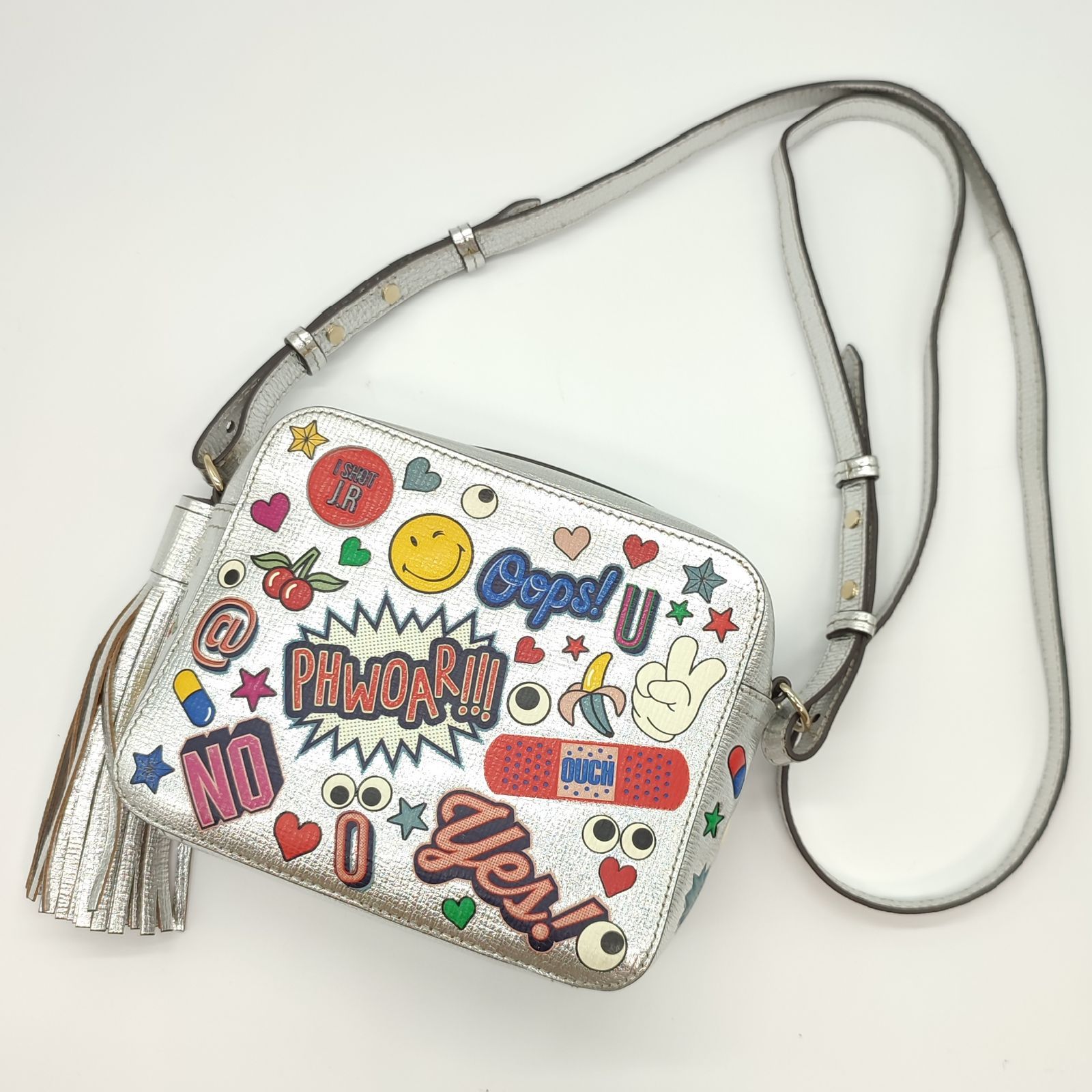 アニヤハインドマーチ　ステッカー　ショルダーバッグ　極美品　ボディクロスバッグ　 アニヤハインドマーチ ショルダーバッグ オールオーバーステッカーズ