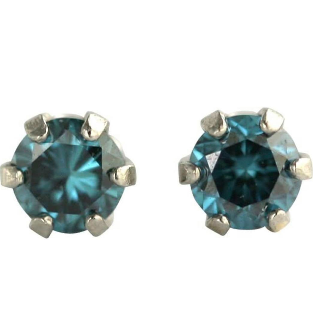 pt900 0.10 ブルーダイヤモンドピアス レディースジュエリーPT900ブルーダイヤモンドピアス一粒 合計 0.10ct