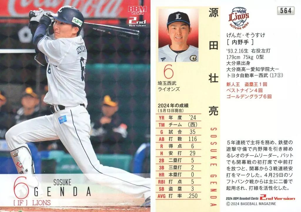 中古】BBM 564[レギュラーカード]：源田壮亮(キラカード版) - メルカリ