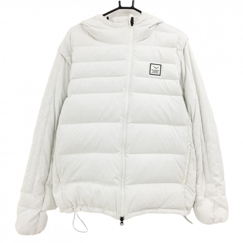 ラッセルノ 2WAYダウンジャケット 白 内側一部総柄 ルチャマスク 袖着脱可 大きいサイズ メンズ 7 2XL ゴルフウェア RUSSELUNO