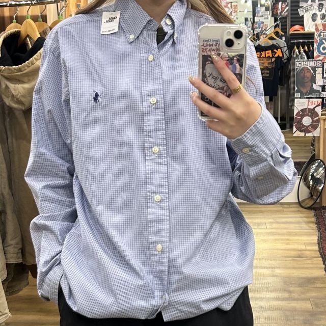 美品RalphLaurenラルフローレン　長袖シャツ　L160 ラルフローレン 長袖シャツ Mサイズ相当 綿100% ポロ刺繍 超美品