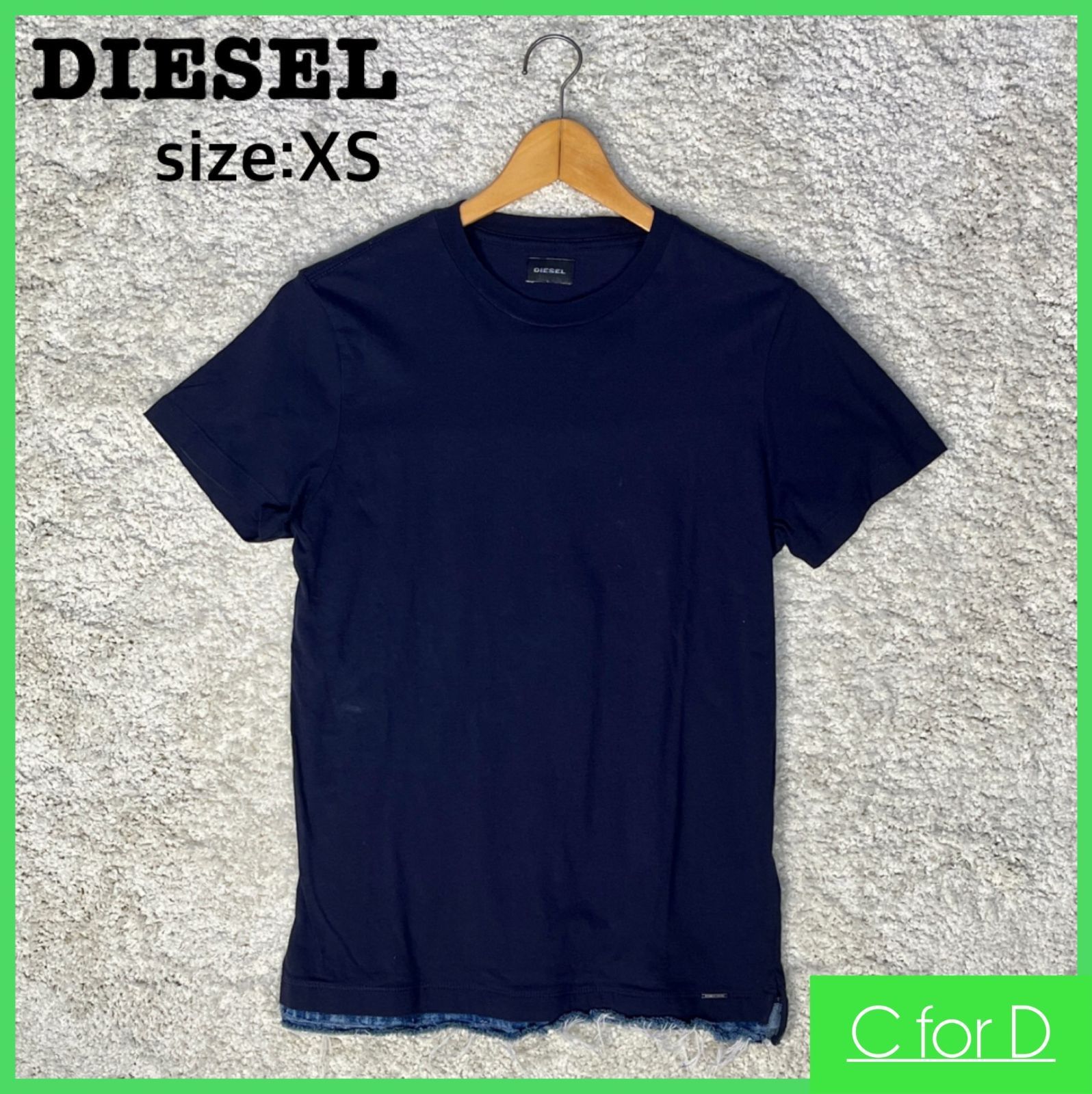 ☆DIESEL☆XSサイズ 半袖 Tシャツ ディーゼル メンズ 紺 ネイビー デニム生地 ロゴ トップス カジュアル 古着 ヴィンテージ - メルカリ