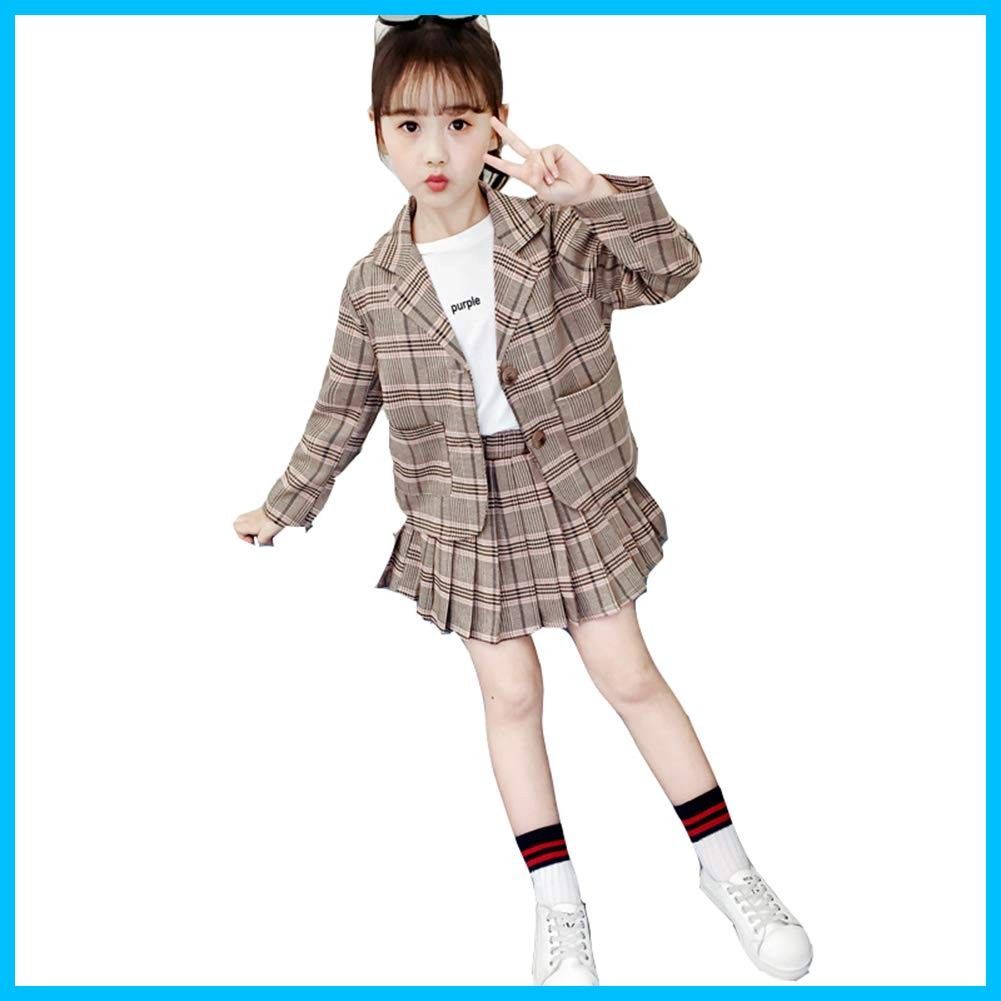 【新着商品】[ワイエムゴット] キッズ 入学式 スーツ 女の子 卒業式 子供服 フォーマル スーツ チェック柄 プリーツスカート2点セット