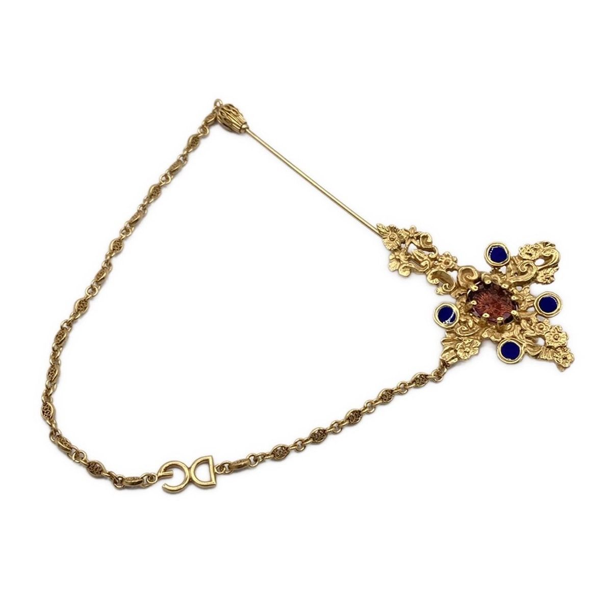 DOLCE-GABBANA ドルチェアンドガッバーナ ブローチ - ゴールド×パープル×ブルー