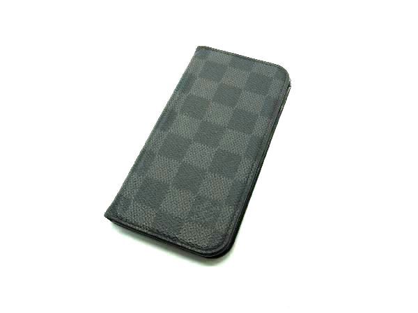 美品 LOUIS VUITTON ルイヴィトン N61245 ダミエグラフィット フォリオ iPhone6 ケース アイフォンケース ブラック系 DH2048