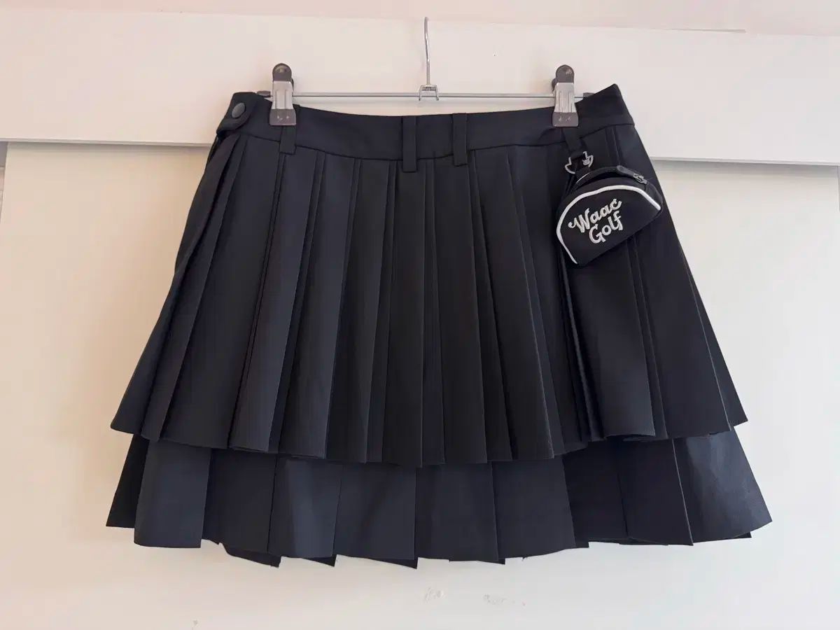 WAAC プリーツスカート WOMEN アシンメトリープリーツスカート ブラック