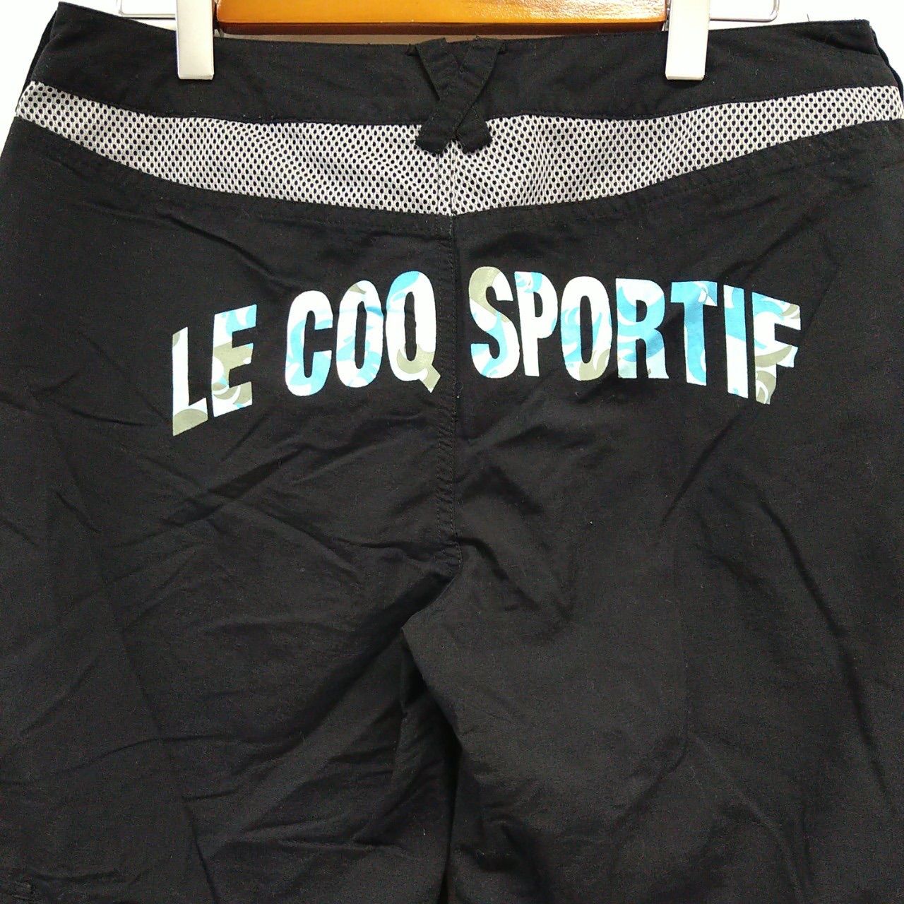 (^w^)b le coq sportif ルコックスポルティフ ナイロンパンツ カーゴパンツ ハーフパンツ 短パン メッシュ ポリエステル シンプル おしゃれ アウトドア スポーツ 普段着 デイリー 休日 夏 ブラック 黒 レディース サイズL