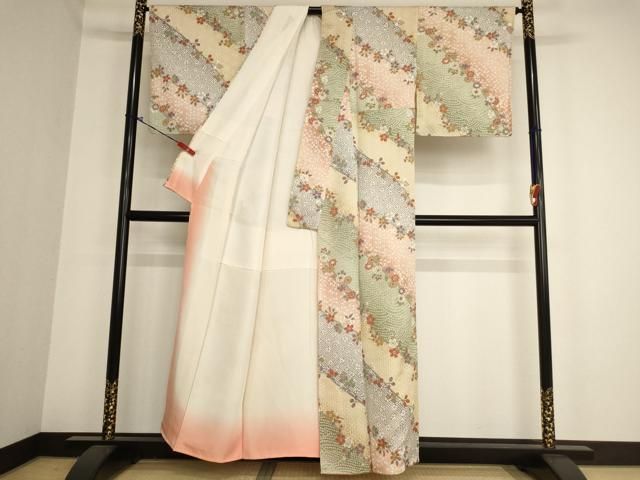 平和屋着物■上質な小紋　単衣　雲重ね文　正絹　逸品　未使用　AAAL0663Ack