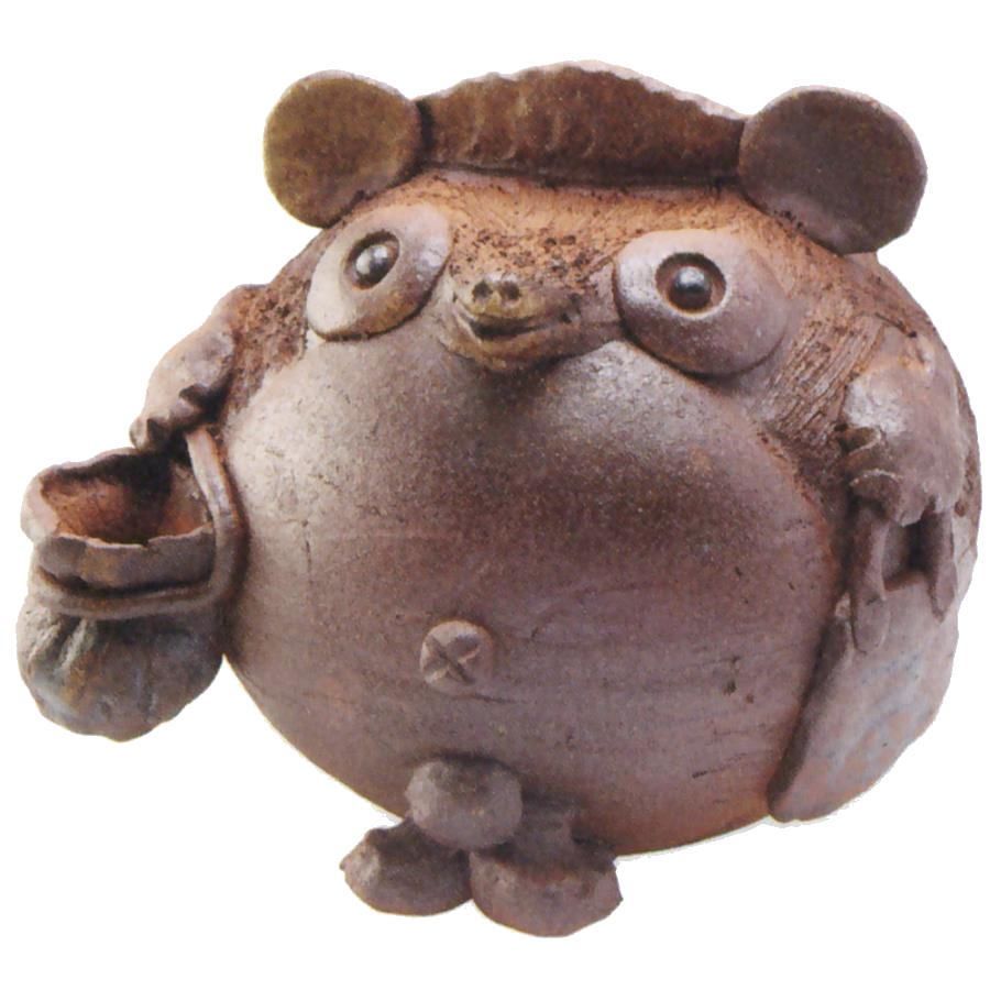 【信楽焼 陶器 置物 狸 】　まんまる狸 10号　新品 （信楽焼・陶器・狸・たぬき・タヌキ・置物・インテリア・縁起・開運）