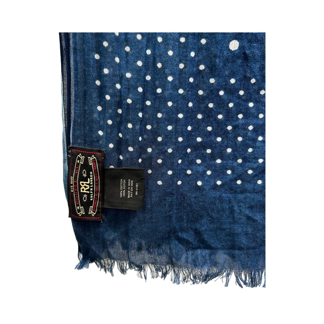 DOUBLE RL RALPH LAUREN ドット柄 インディゴ染めストール ストール
