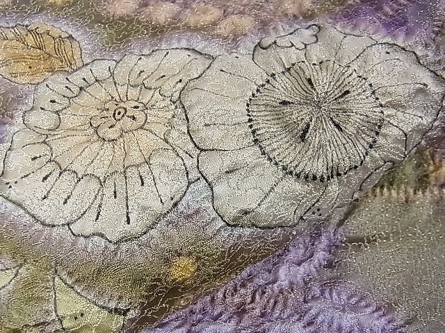 平和屋本店□極上 二代目 久保田一竹 幻の辻が花 太鼓柄袋帯 金通し地  