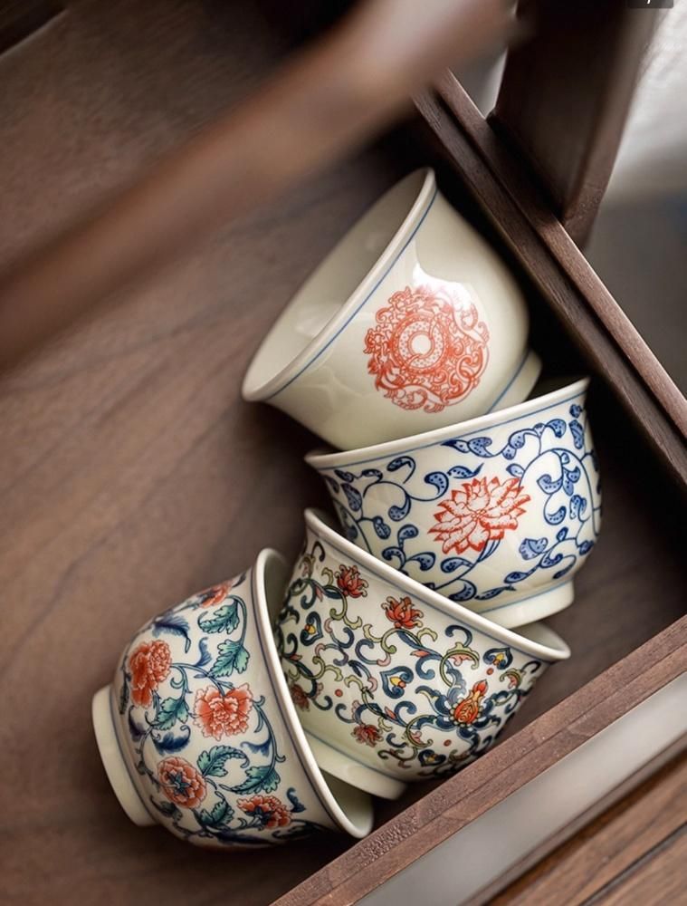 中国茶器 茶碗 茶杯 ティーカップ 湯呑み 四つセット 台湾茶器