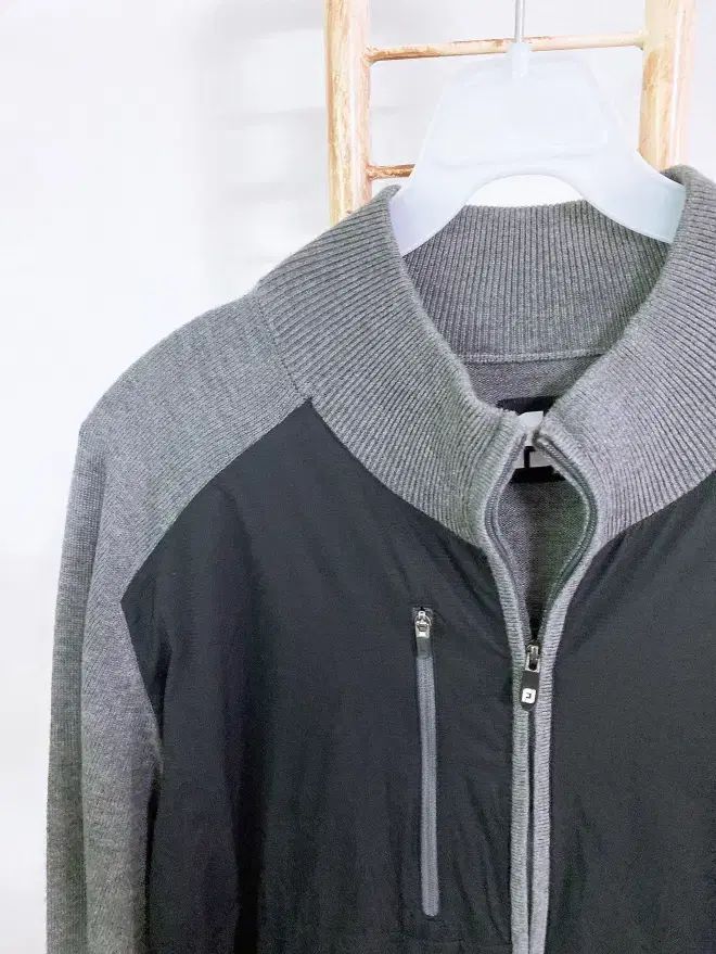 男性 L FOOTJOY ゴルフウール防風ニットジップアップジャケット