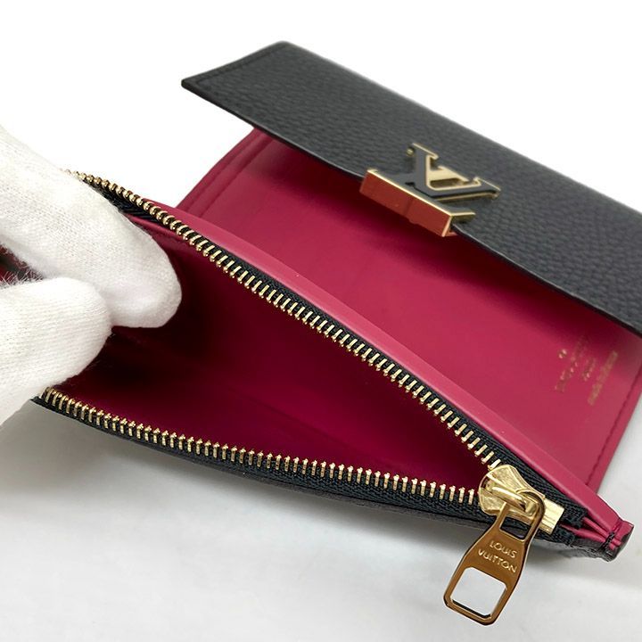 ルイヴィトン トリヨン カプシーヌ コンパクト 三つ折り財布 黒