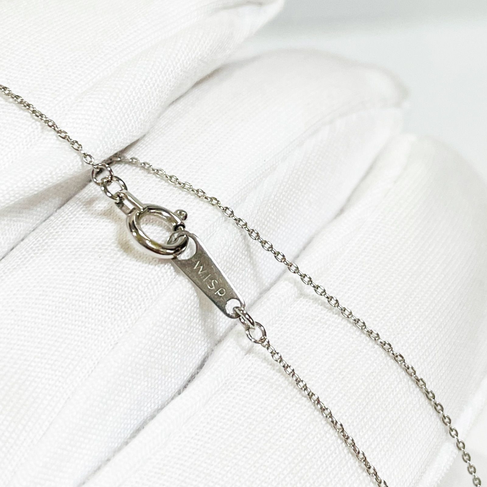 ネックレスK10ダイヤ WISP ウィスプ 一粒 WG ローズデザイン 0.05ct 