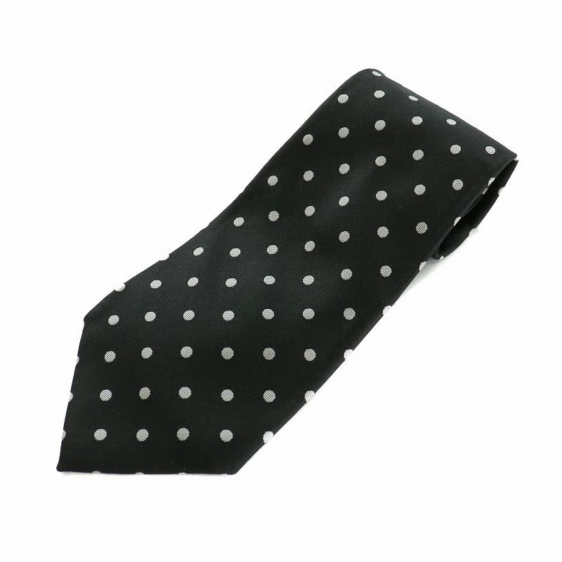 Tom Ford トムフォード ブラック ドット シルク ネクタイ 水玉 黒 白 TOMFORD（トムフォード）ドット柄シルクネクタイ「ネクタイcom」