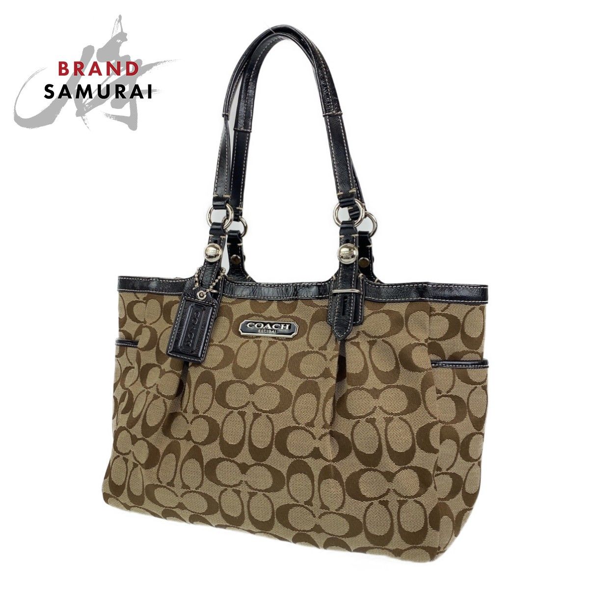 超激安 ベージュ シグネチャー コーチ COACH ブラウン シルバー金具 茶 バッグ