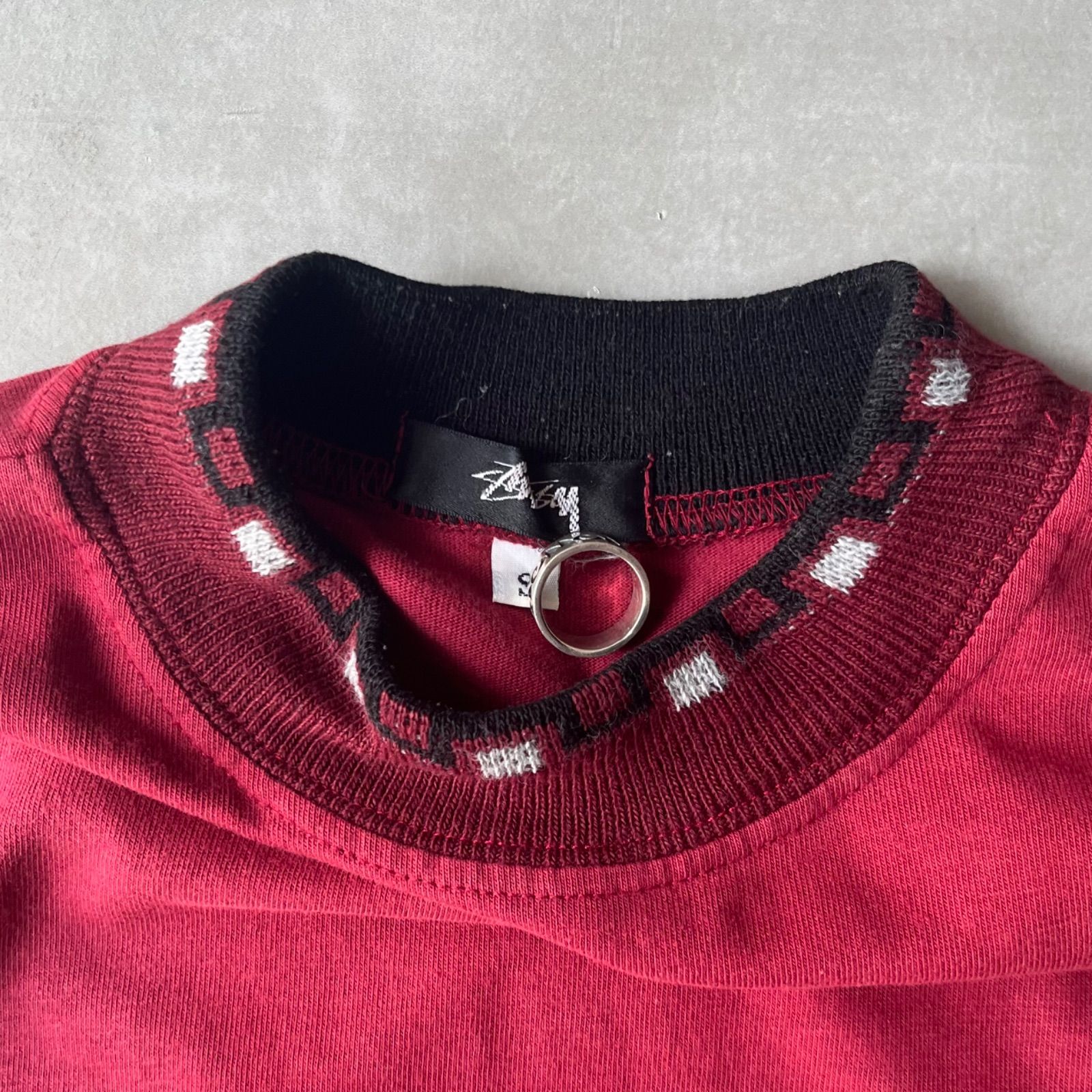 80s old stussy mock neck Tee ステューシー 黒タグ モックネック 初期 