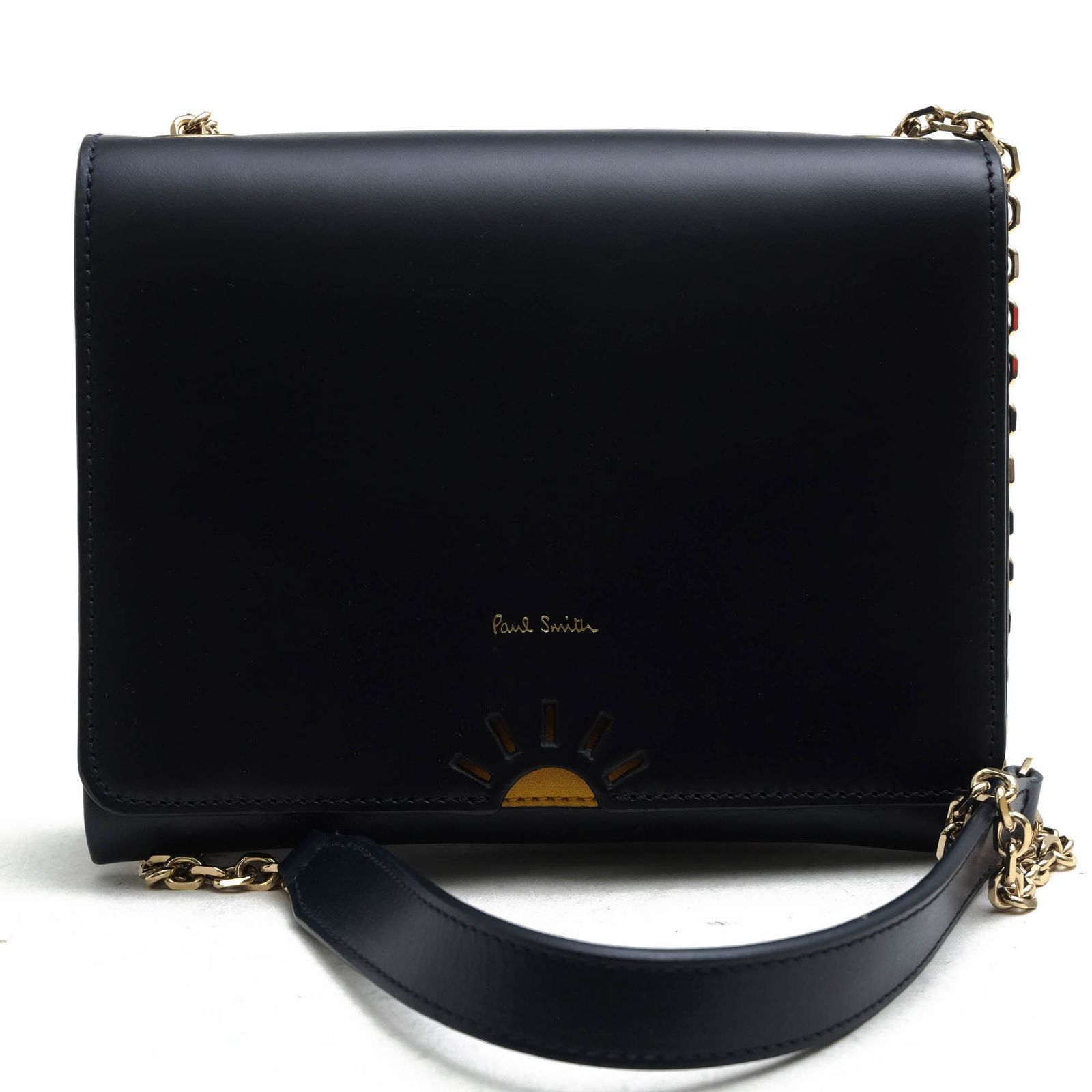 ポールスミス Paul Smith バッグ ショルダーバッグ 鞄 レディース 女性 女性用 レザー 革 本革 ネイビー 紺 Sun Detail Leather Flap Handbag フラップ式