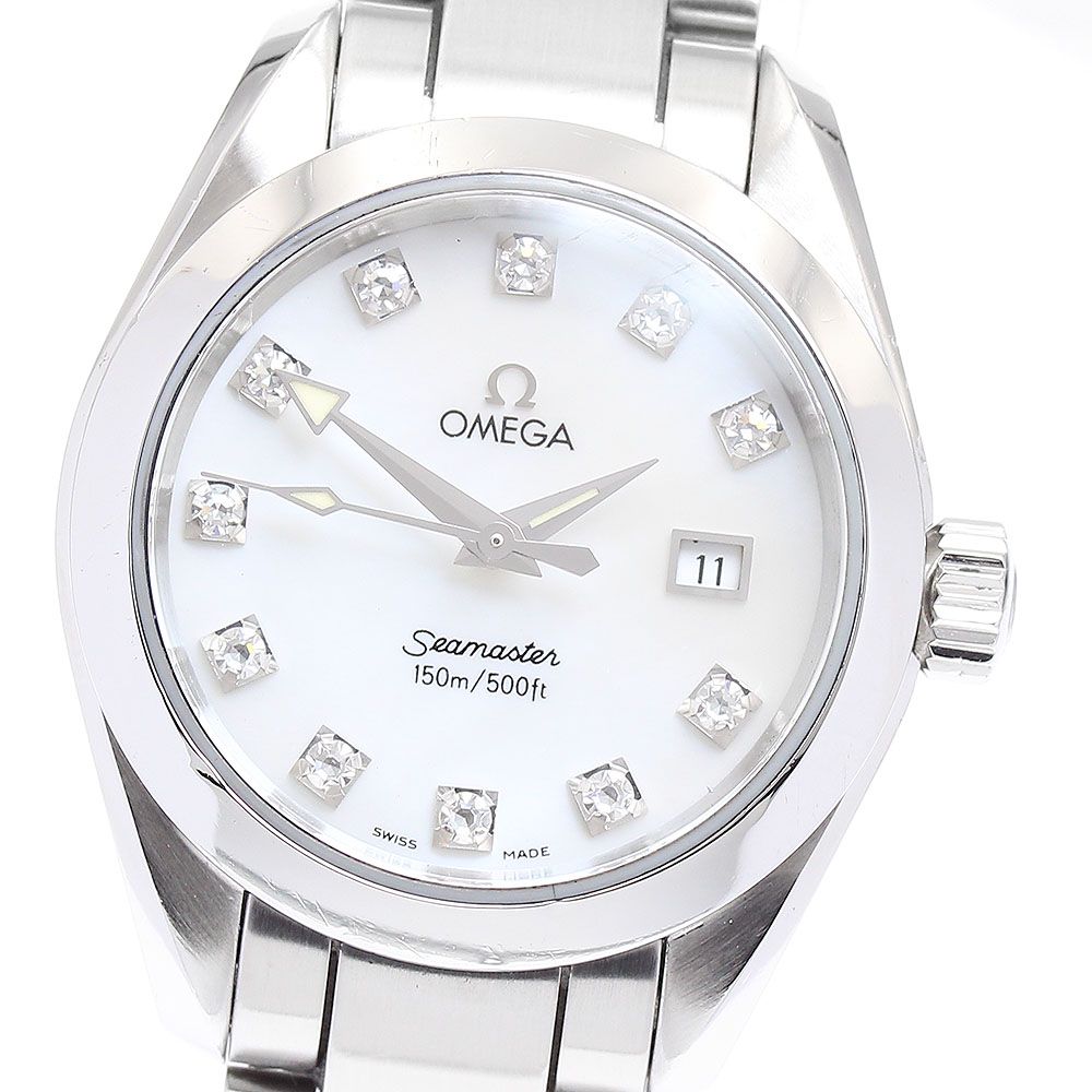 オメガ OMEGA 2577.75 シーマスター アクアテラ 11Pダイヤ クォーツ レディース箱 保証書付き_886597
