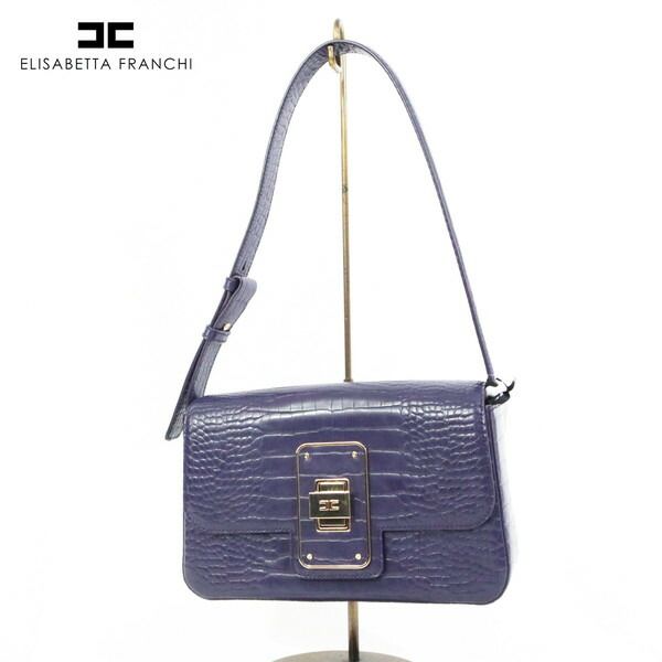 80%OFF エリザベッタフランキ ELISABETTA FRANCHI バッグ EOT1114 パープル レディース ショルダーバッグ ハンドバッグ 型押し
