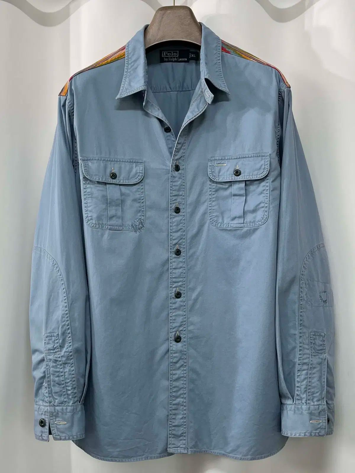 ポロ ラルフローレン サウスウェスタン シャンブレー チンストラップ リペア ワークシャツ