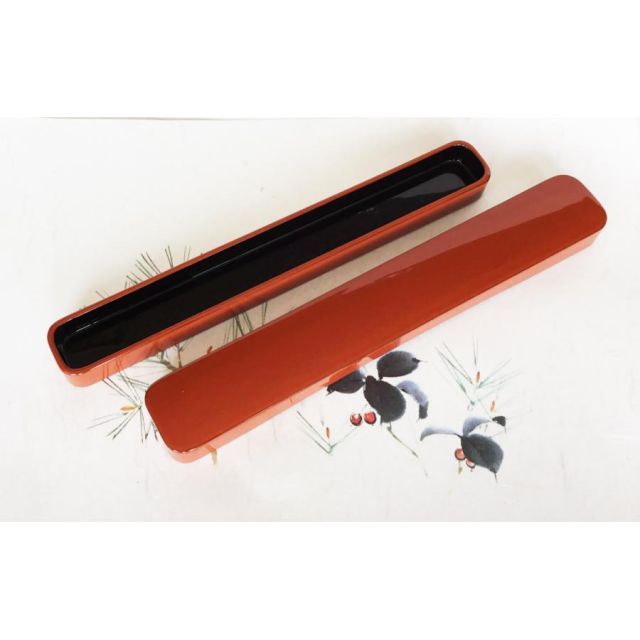 箸箱 木製 漆塗 朱塗 かぶせ蓋 1膳型 【公式通販】