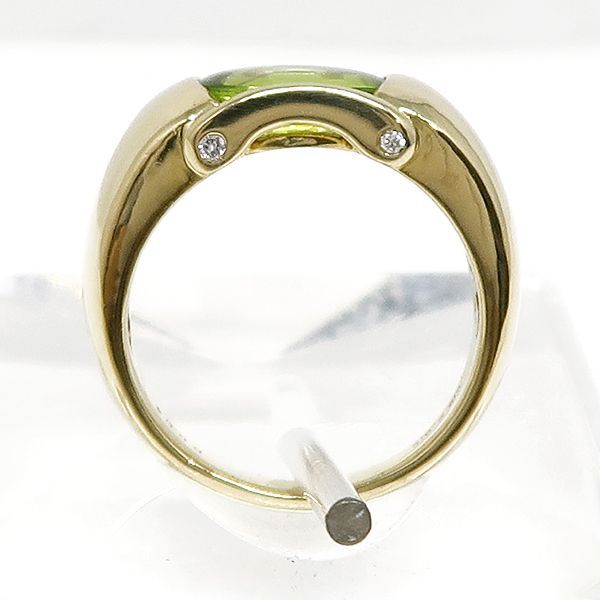 美品 K18 ペリドット ダイヤモンド リング #12　ダイヤ 0.04ct ペリドットダイヤリング 指輪 12号