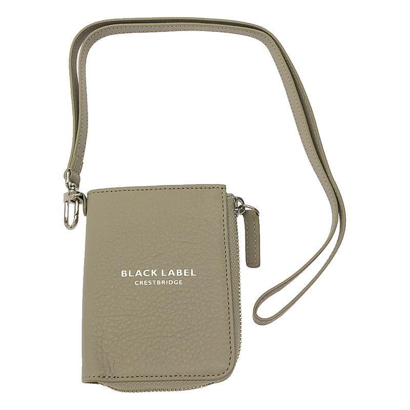 【新品】  BLACK LABEL CRESTBRIDGE / ブラックレーベル・クレストブリッジ | レザー ストラップ カードケース | ライトグレー | メンズ