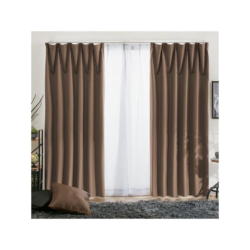 姫系2層カーテン チュールレース コットンサテンカーテン ピンク 姫系