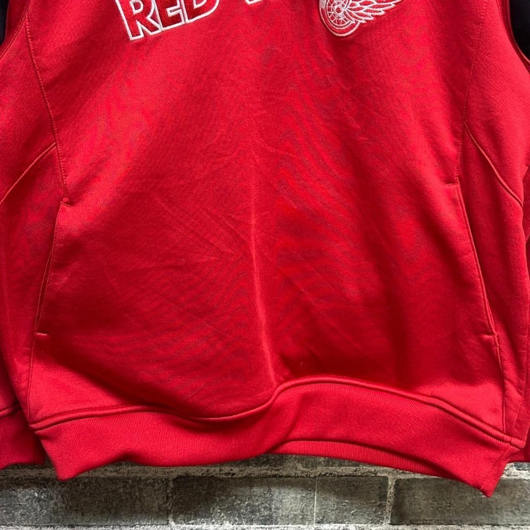 NHL×Reebokレッドウィングスリーボック 刺繍ロゴ プルオーバーパーカー 