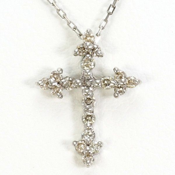 K10WG ネックレス necklace ダイヤ 0.12 総重量約0.8g 約40cm