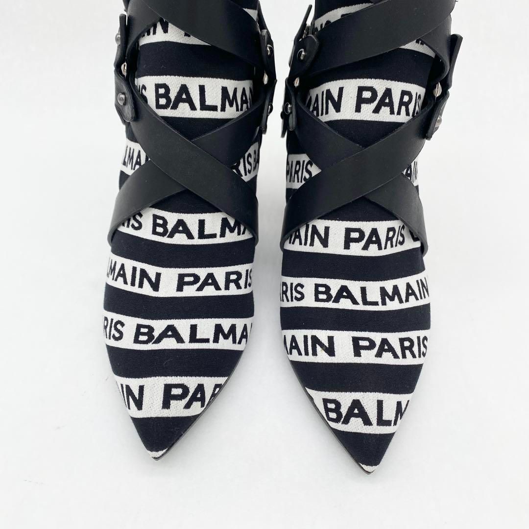 A16361 ♥ バルマン 総柄 ロゴテープ リングブーツ ブラック 36 KIN-KAAI_COM